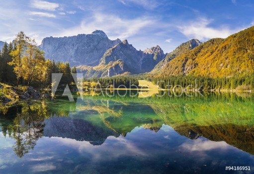 Picture of Hi-res panorama of mountain lake in the Alps